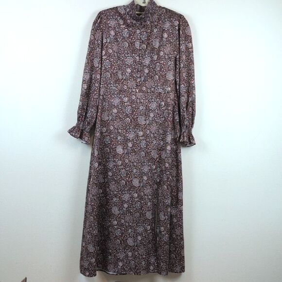 Renata by Renata Gasparian High Neck Floral Long Sleeve Maxi Dress Size L - Picture 11 of 11